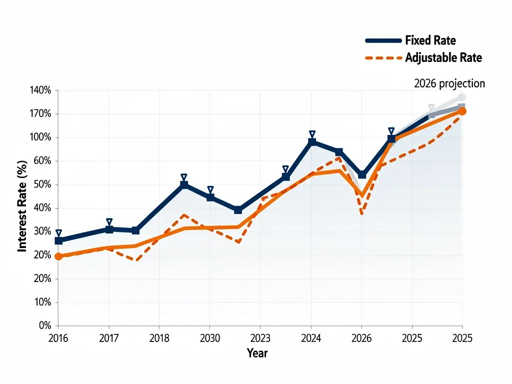 Comparison of fixed and adjustable mortgage rate trends in 2026