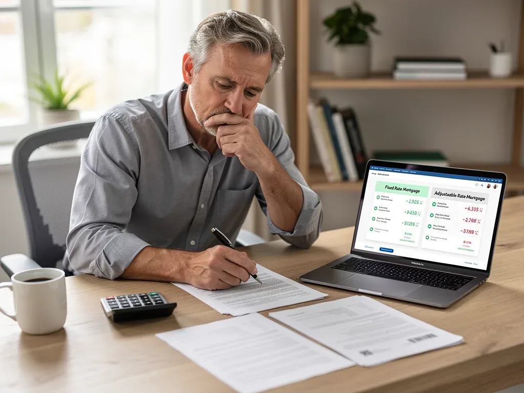 Homebuyer comparing fixed-rate and adjustable-rate mortgage options