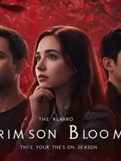 Crimson Bloom Season 2 promotional art with main characters and blooming flowers