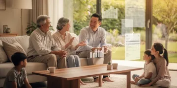 Family discussing financial planning with documents, symbolizing 2026 Gift Tax Exclusion Limits