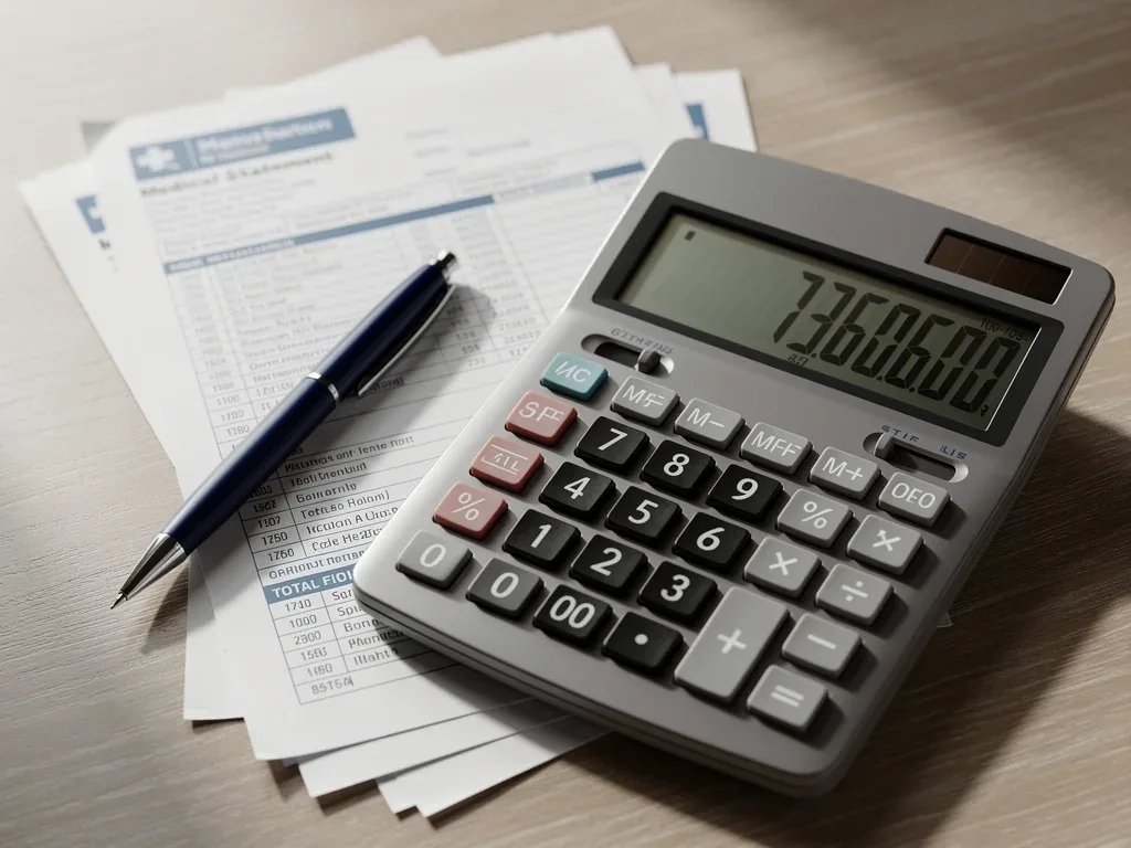 Calculator and medical bills symbolizing healthcare expense management
