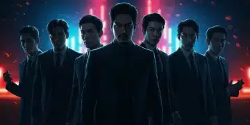 Six iconic dorama villains from 2026 standing dramatically, embodying their complex and captivating roles.