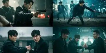 Dynamic montage of action dorama scenes from late 2025 and early 2026, showcasing intense combat and futuristic settings.