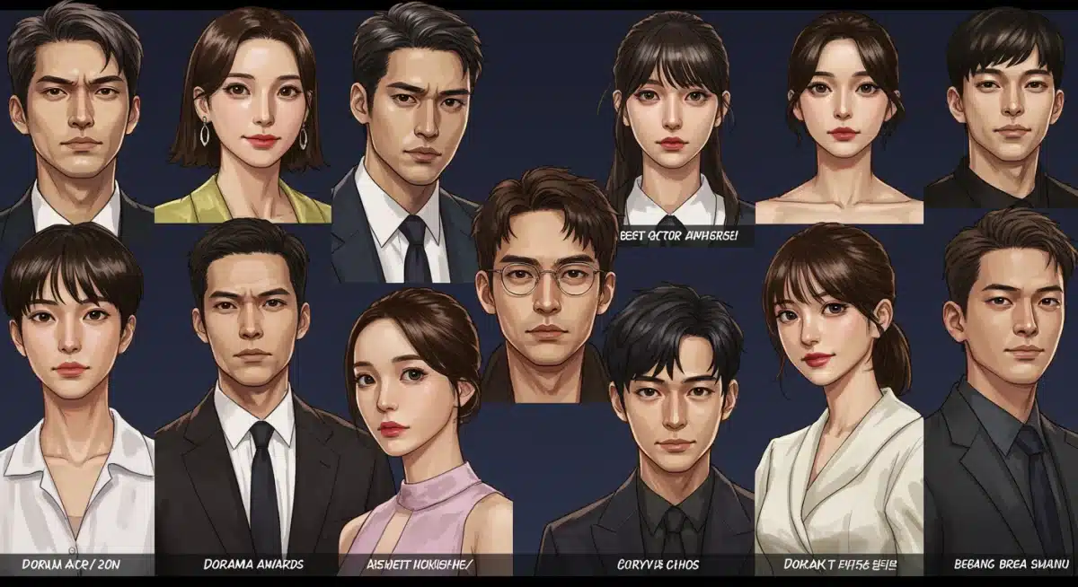 Diverse group of dorama actors and actresses showcasing talent for 2026 Dorama Awards consideration.