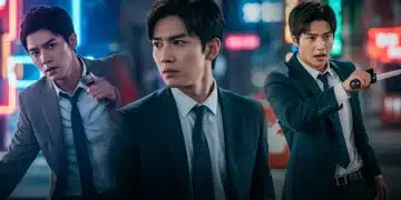 Three dorama idols on the cusp of superstardom in 2026, with city lights background.