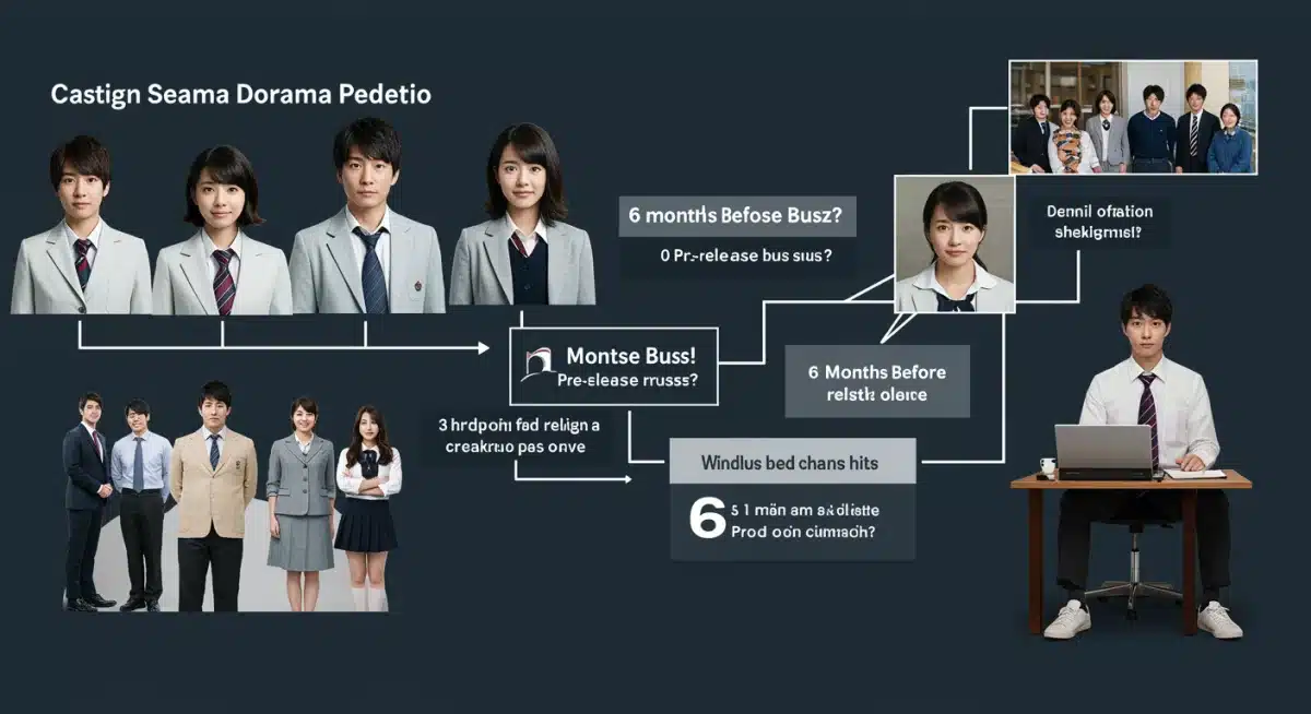 Timeline graphic highlighting key pre-release stages for a dorama, focusing on early hit indicators.