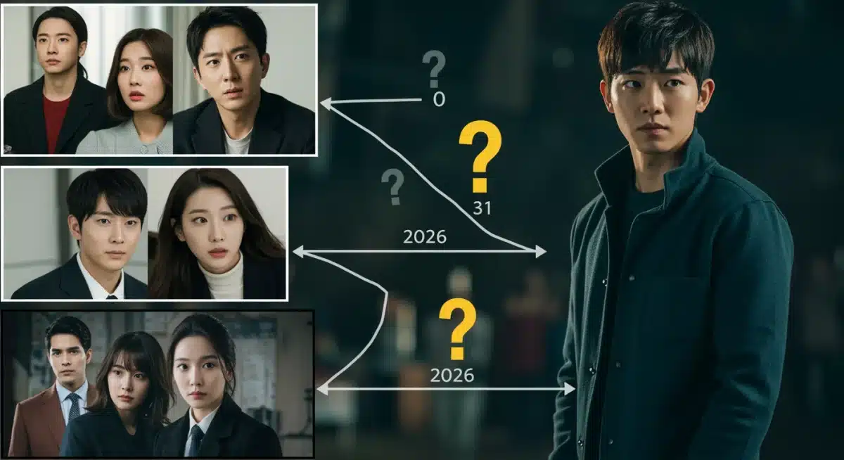 Timeline graphic showing dorama series leading to 2026 with speculative endings