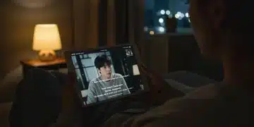 Dorama viewer enjoying a show with perfect subtitles on a tablet.