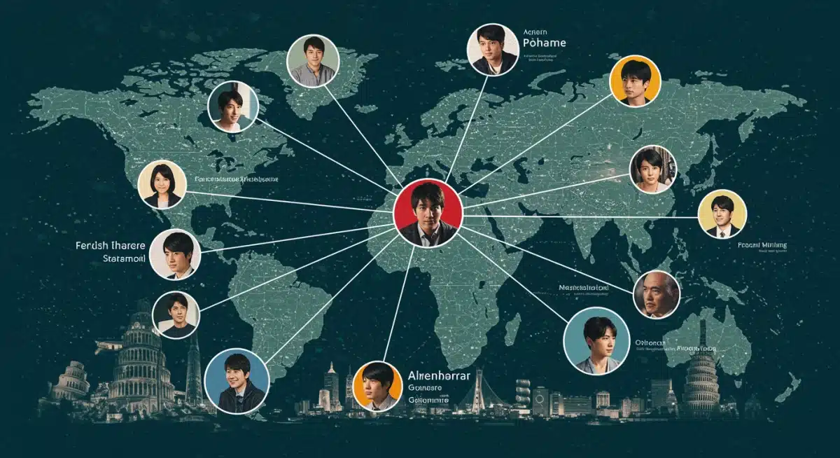 Global network illustrating international dorama collaborations