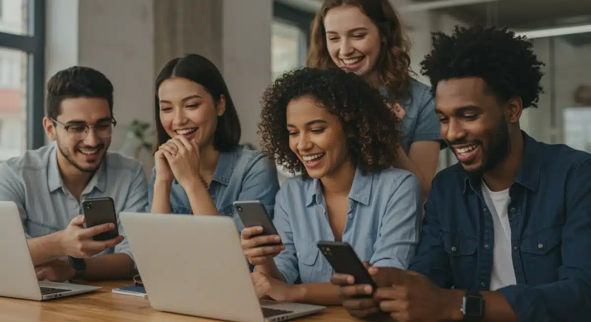 Diverse audience engaging with 'Love's Echo' on various devices