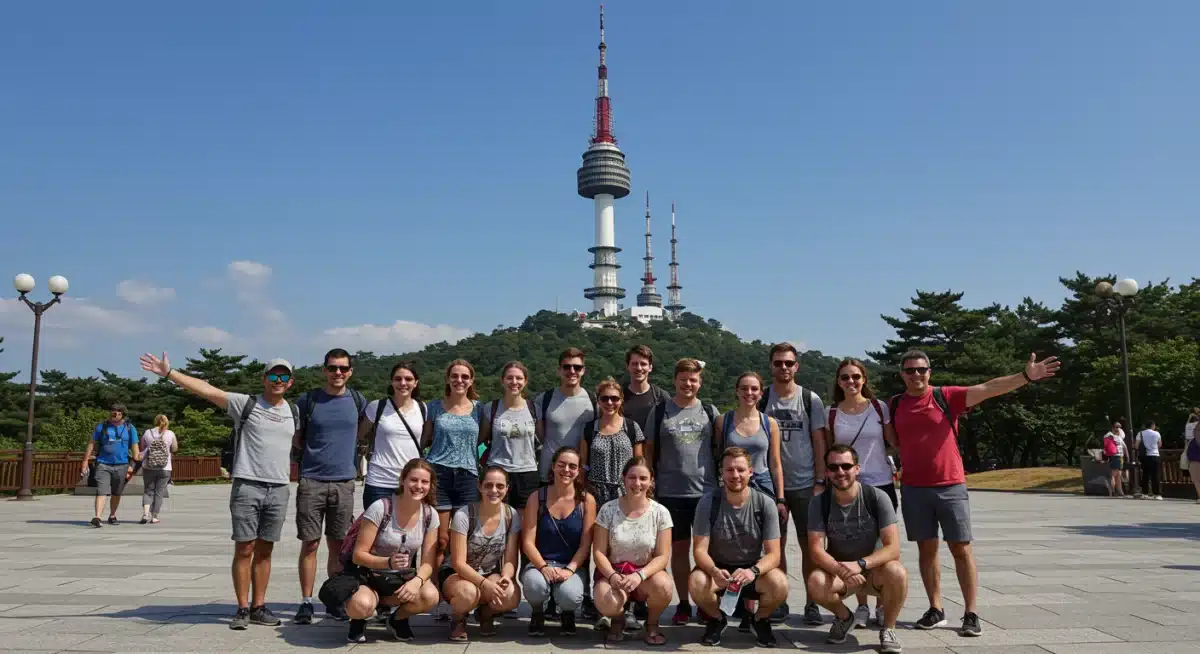 U.S. fans enjoying Dorama Tourism in Seoul, visiting Namsan Tower.