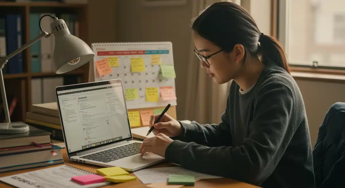 Student researching and preparing applications for merit scholarships 2026.