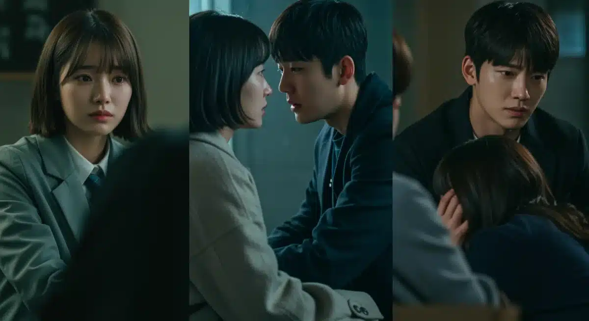 Emotional moments from three different dorama second leads showcasing their complex character arcs.
