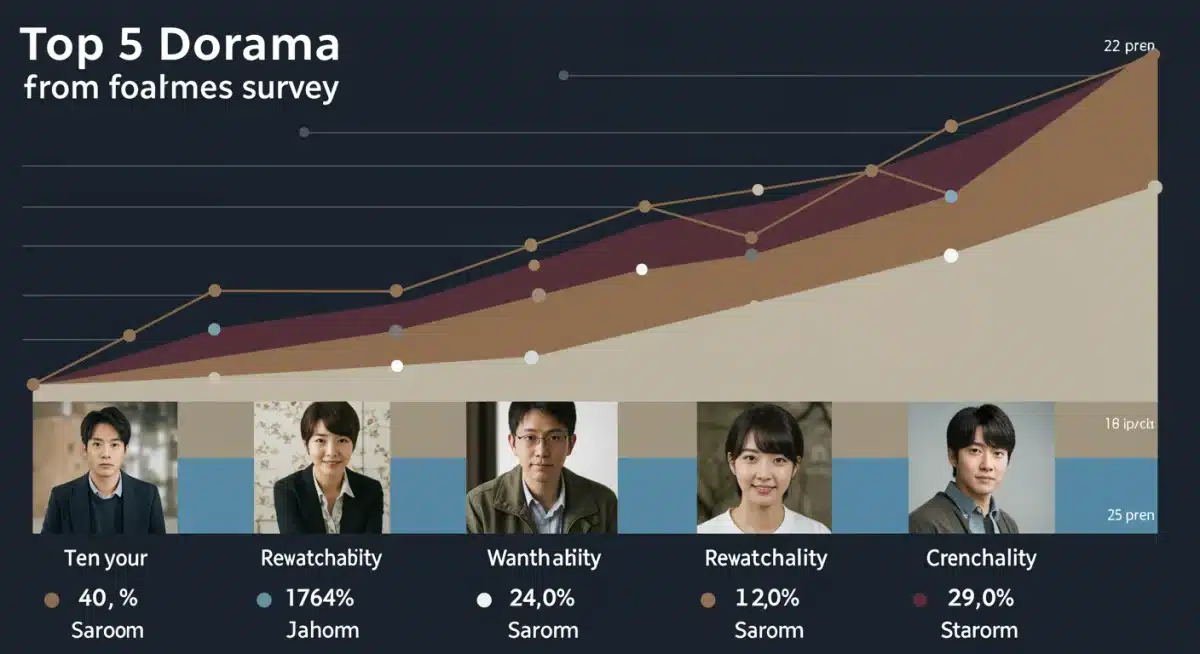 Infographic detailing top 5 doramas from The 20 Most Rewatchable Doramas of All Time: A U.S. Fan Survey from 2025.