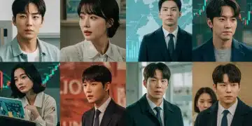 Dynamic collage showing scenes from the most financially successful doramas of 2025, highlighting global reach and revenue.